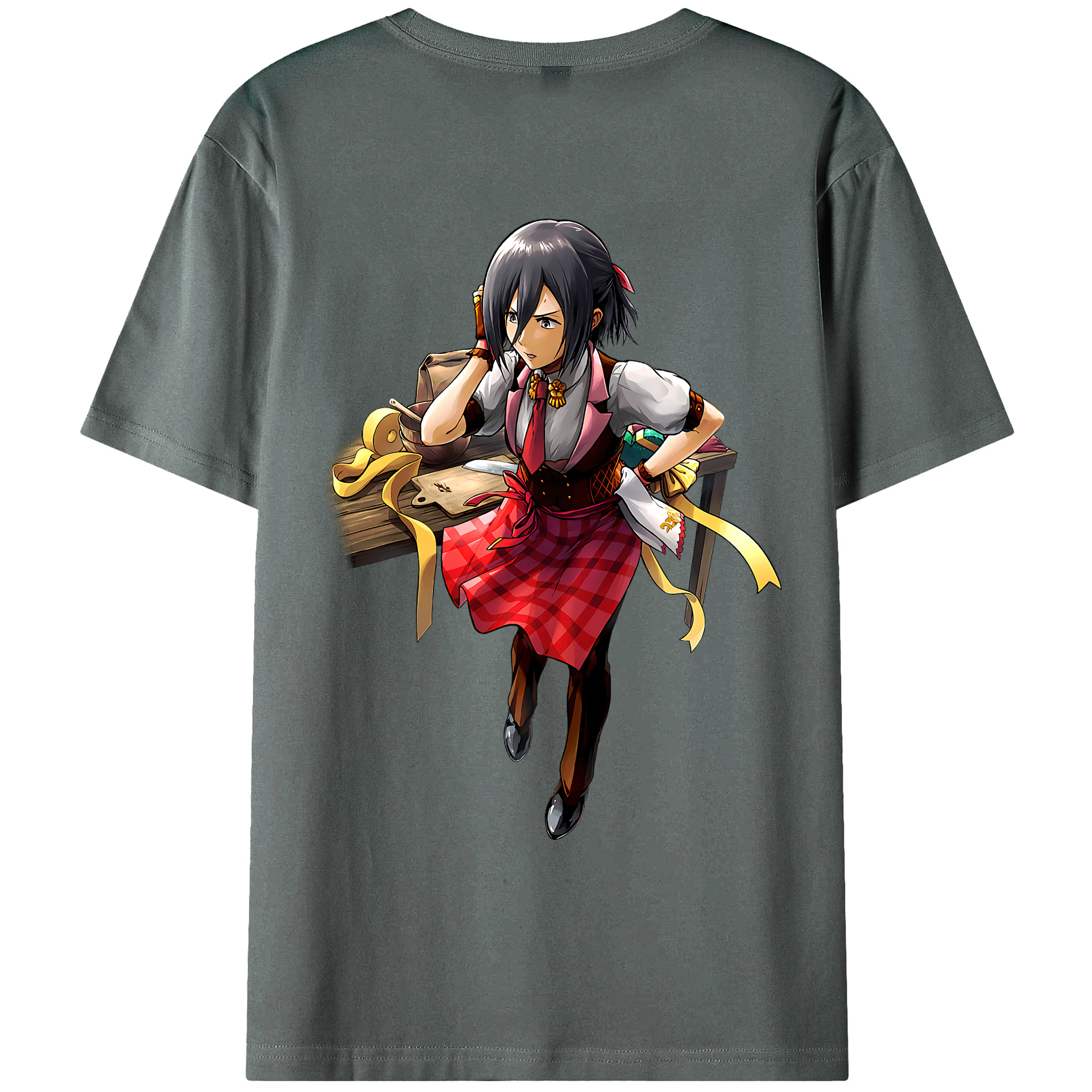 （画像用） 進撃の巨人 ミカサ·アッカーマン Attack on Titan Mikasa Ackerman 綿100％ メンズ半袖Tシャツ（バックプリント） 通気性